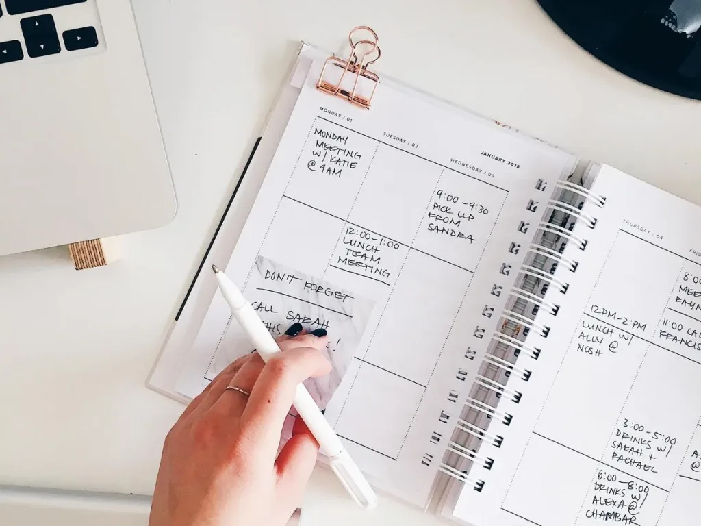 paper work planner on white desk