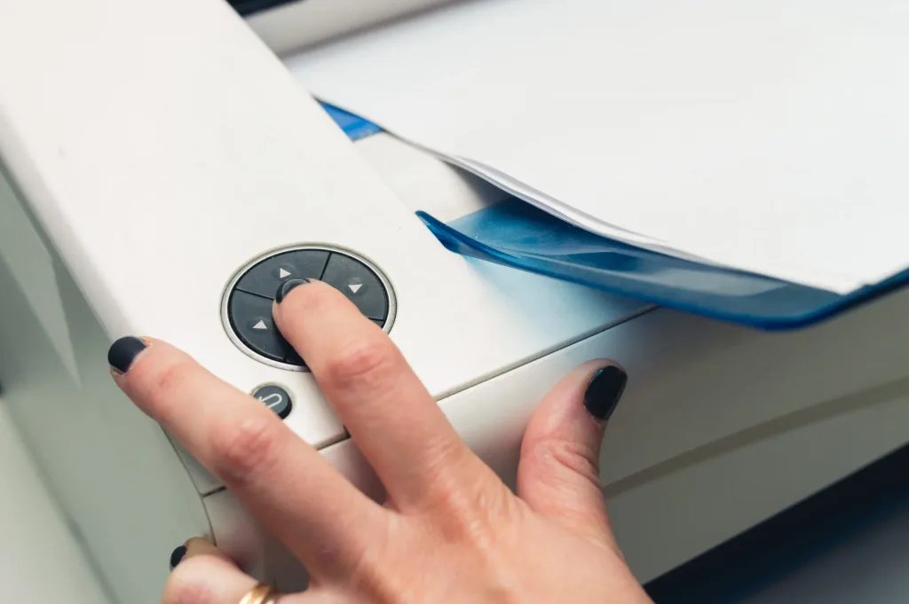 Pushing printer button