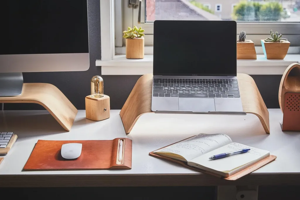 Office desk with laptop